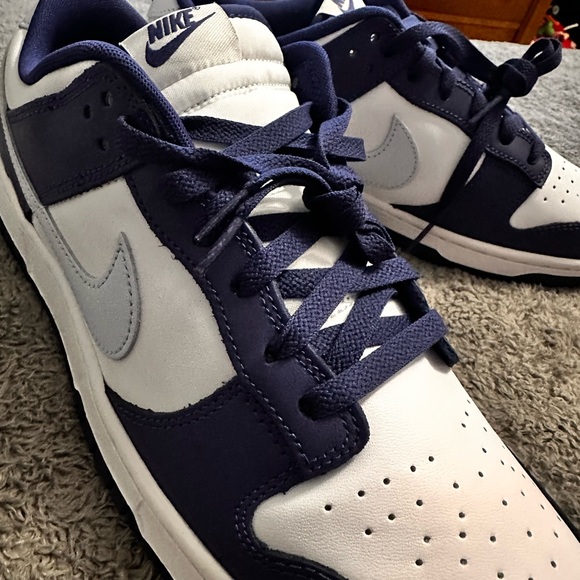 Nike Men's White and Dark Blue Sneakers - Picture 2 of 4